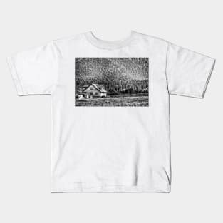 House In The Mountains  - Black And White Kids T-Shirt